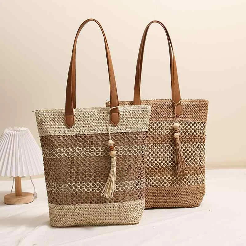 Nortrud, Boho-Shopper aus Stroh, von Hanna Hamburg