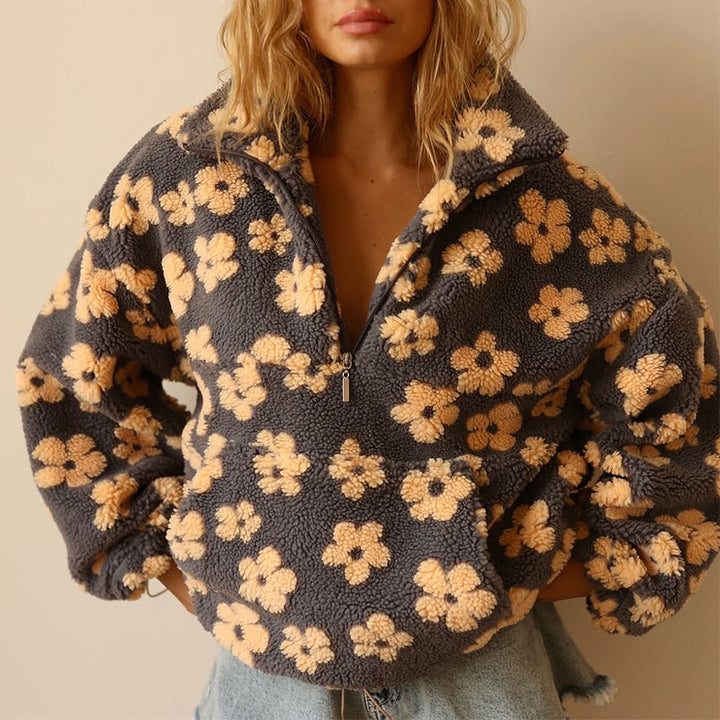Valerie | Teddyfleece-Pullover mit Blumenmuster von Hanna Hamburg, Pullover für Damen