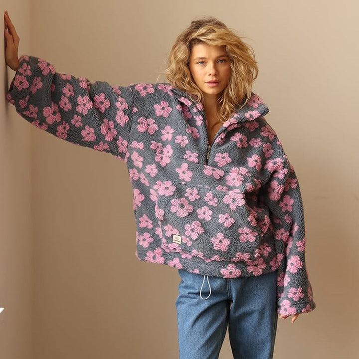 Valerie | Teddyfleece-Pullover mit Blumenmuster von Hanna Hamburg, Pullover für Damen