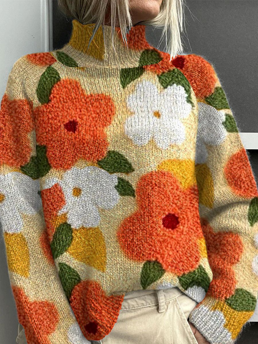 Jessie | Rollkragenpullover mit Blumenmuster von Hanna Hamburg, Pullover für Damen