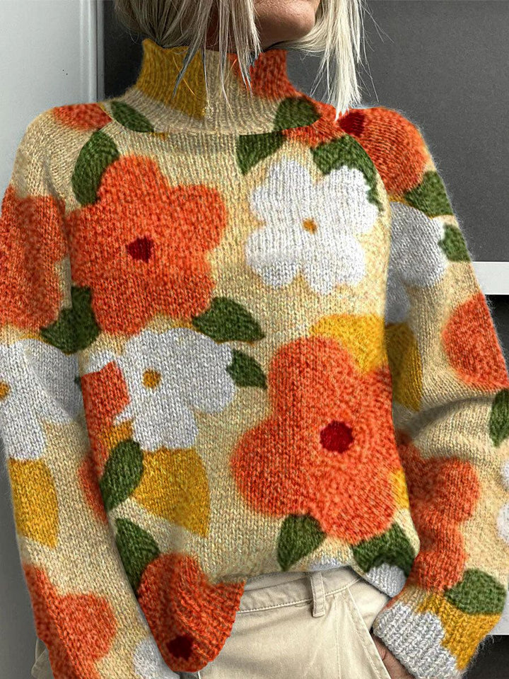 Jessie | Rollkragenpullover mit Blumenmuster von Hanna Hamburg, Pullover für Damen