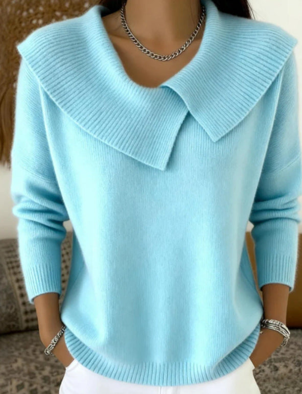Serelinne | Rippstrick-Pullover mit großem Kragen von Hanna Hamburg, Pullover für Damen