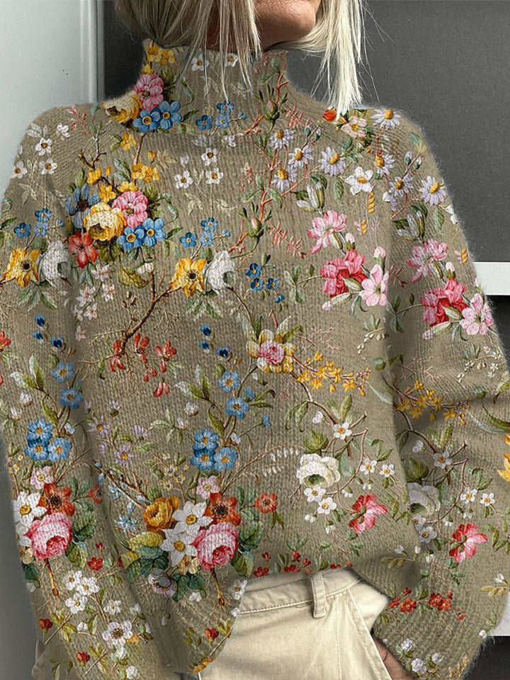 Jessie | Rollkragenpullover mit Blumenmuster von Hanna Hamburg, Pullover für Damen