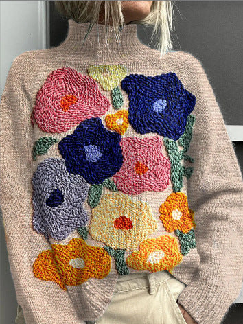 Jessie | Rollkragenpullover mit Blumenmuster von Hanna Hamburg, Pullover für Damen