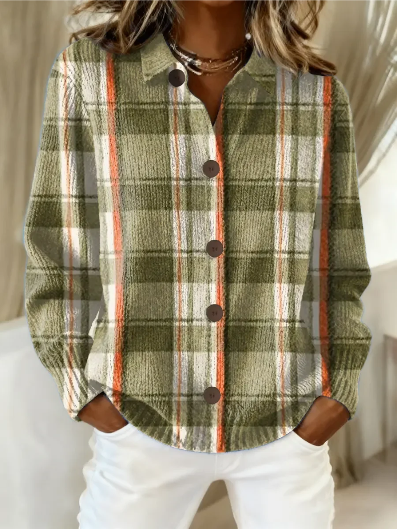 Hazel | Karo-Strickjacke in Oliv