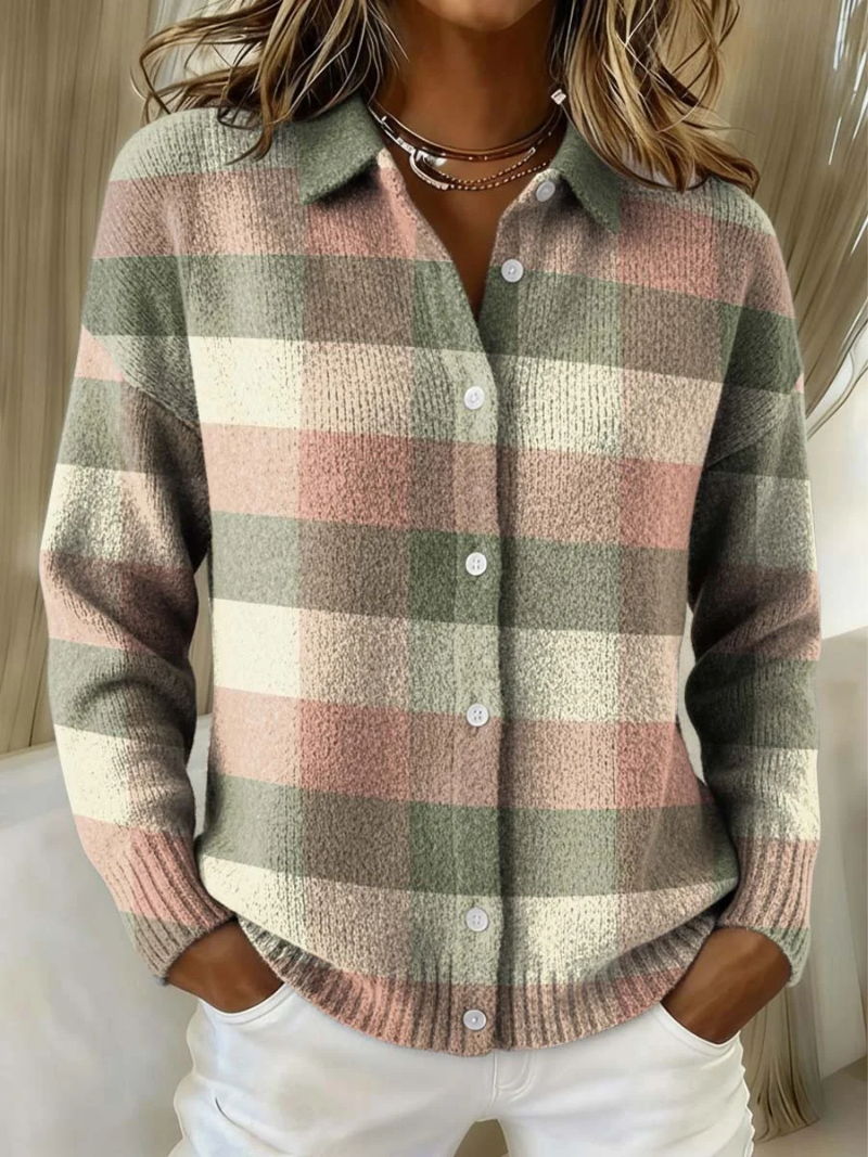 Grace | Karo-Strickjacke in Pastell