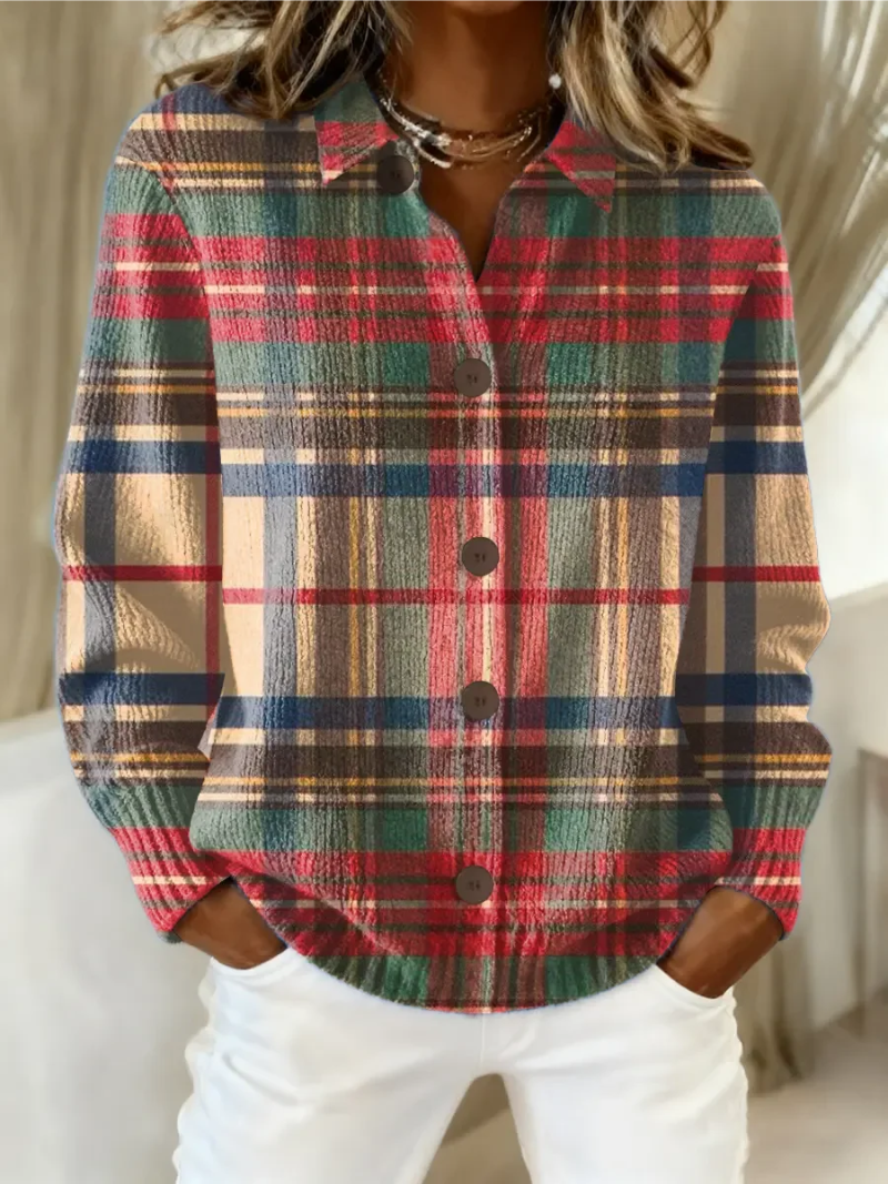 Gloria | Karo-Strickjacke in Marine und Rot