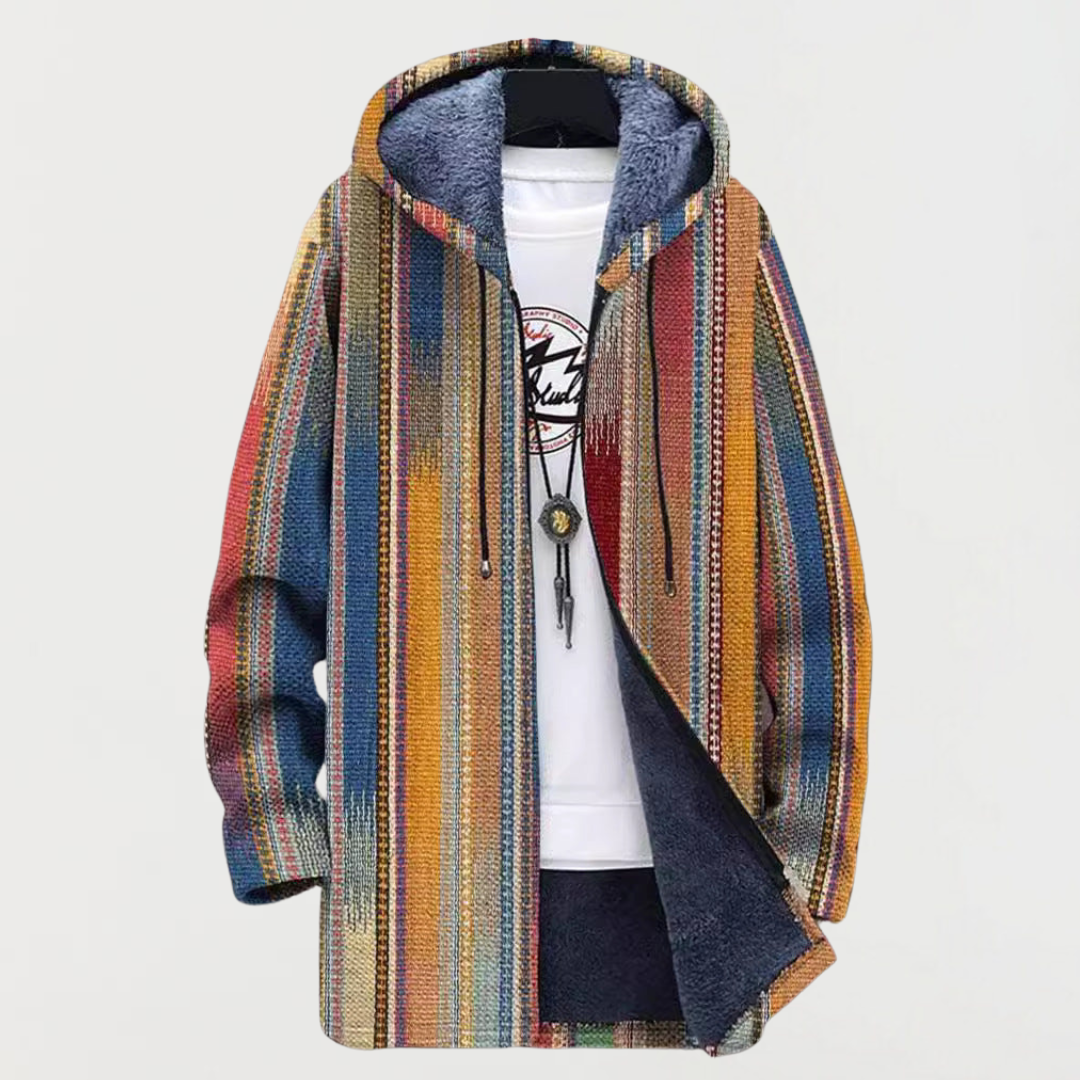Nelli | Kapuzen-Strickjacke mit Laengsstreifen