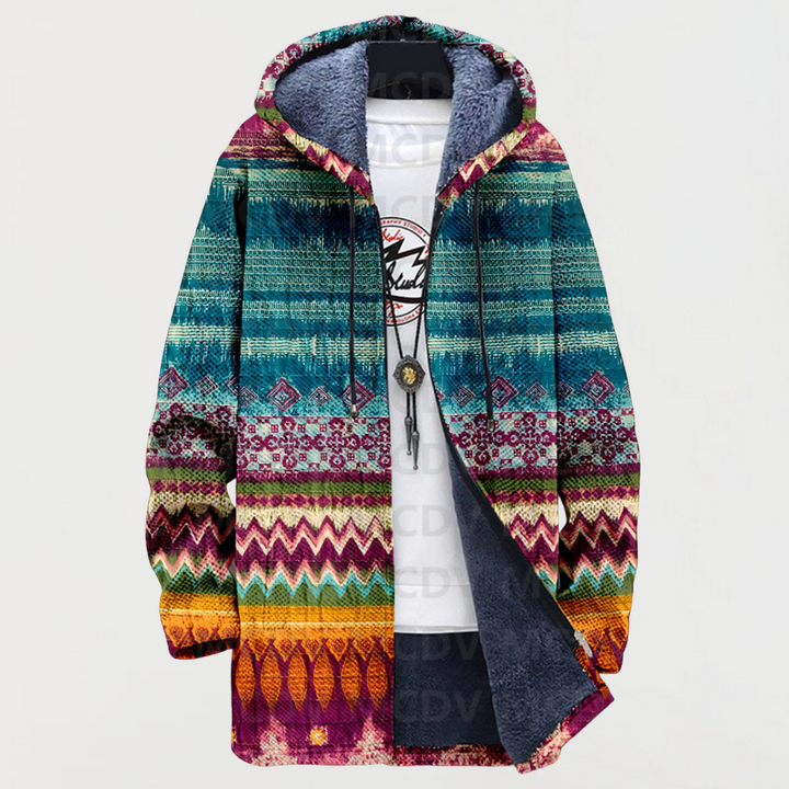 Lore | Kapuzen-Strickjacke mit Ethnomuster