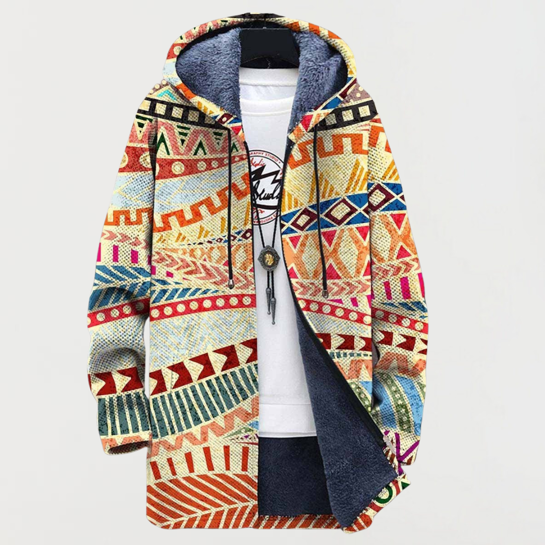Ulrike | Kapuzenjacke mit Aztekenmuster