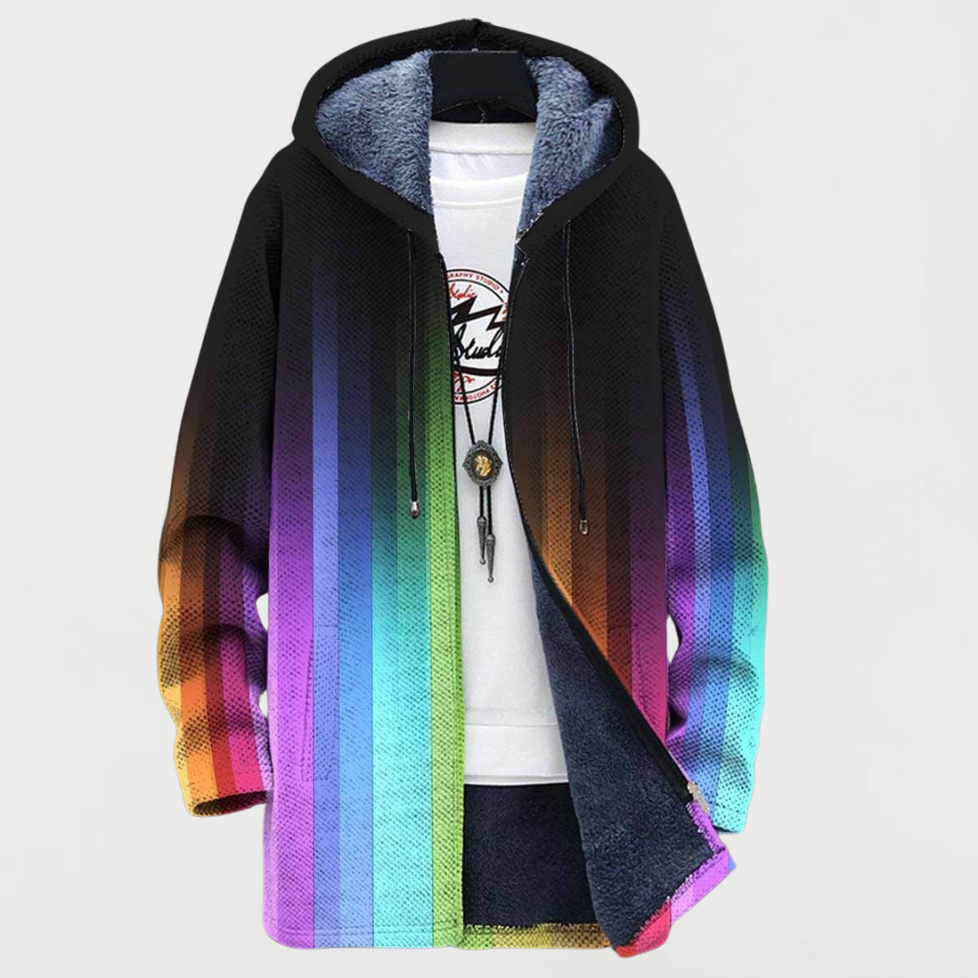 Ilka | Kapuzenjacke in Schwarz mit Regenbogenverlauf