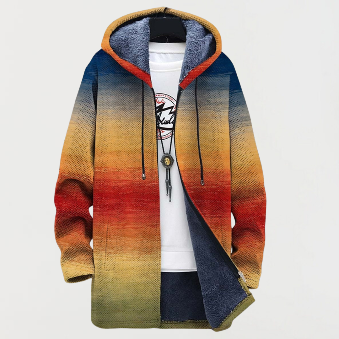 Elfrun | Kapuzen-Strickjacke mit Sonnenuntergang-Verlauf