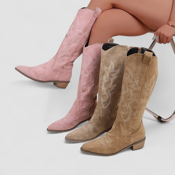 Karla | Kniehoher Westernstiefel mit Stickerei