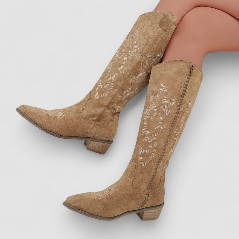Karla | Kniehoher Westernstiefel mit Stickerei