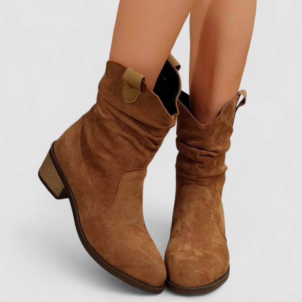 Waltrud | Western-Stiefelette in Wildlederoptik