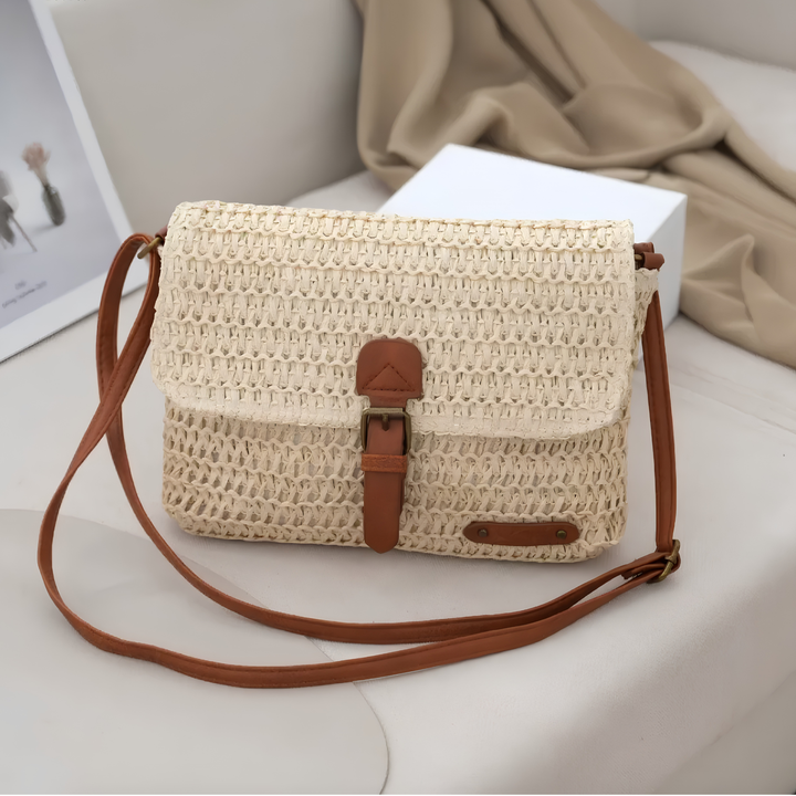 Sieghild, gewebte Umhängetasche in Beige, von Hanna Hamburg