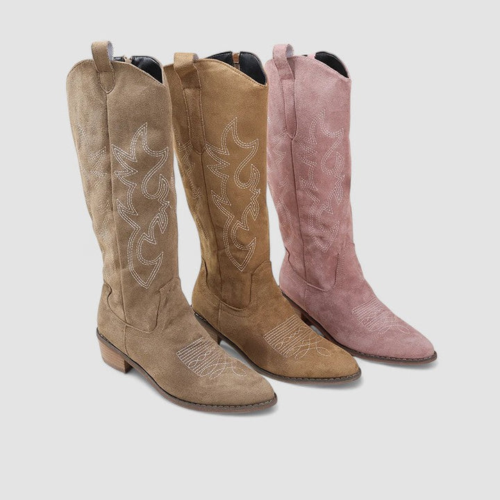 Karla | Kniehoher Westernstiefel mit Stickerei