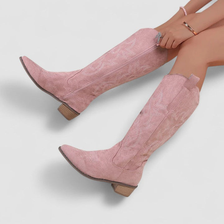 Karla | Kniehoher Westernstiefel mit Stickerei