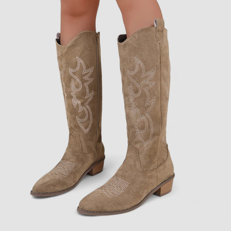Karla | Kniehoher Westernstiefel mit Stickerei