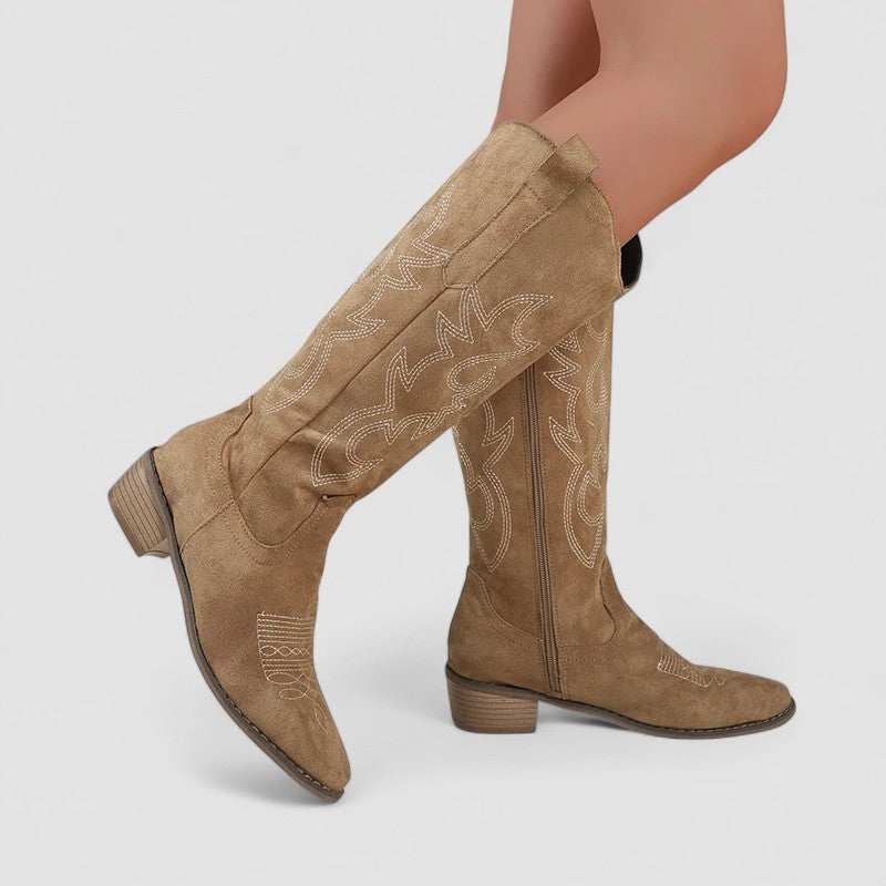 Karla | Kniehoher Westernstiefel mit Stickerei