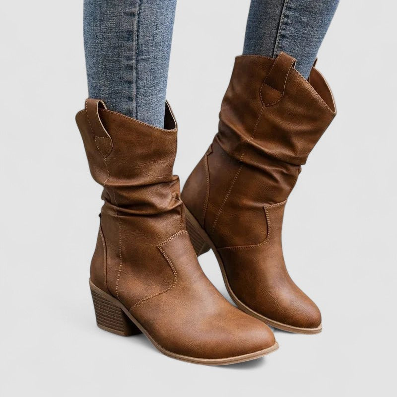 Therese | Slouch-Stiefelette mit Blockabsatz