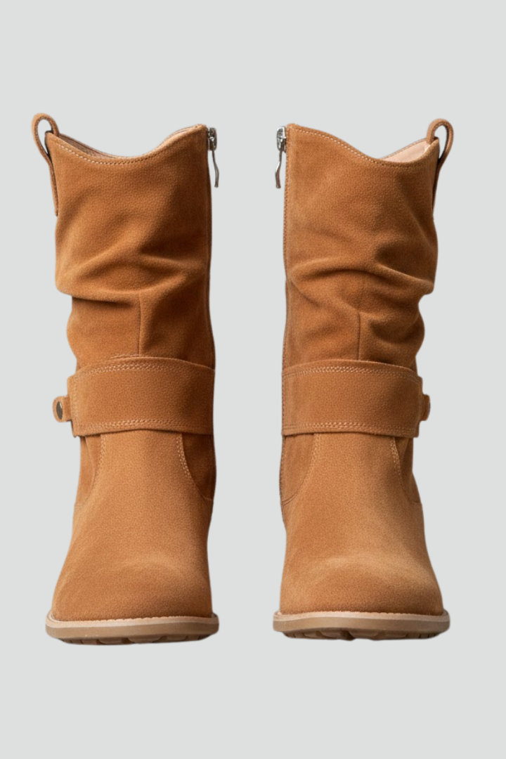 Heidemarie | Wadenhoher Slouch-Stiefel in Cognac