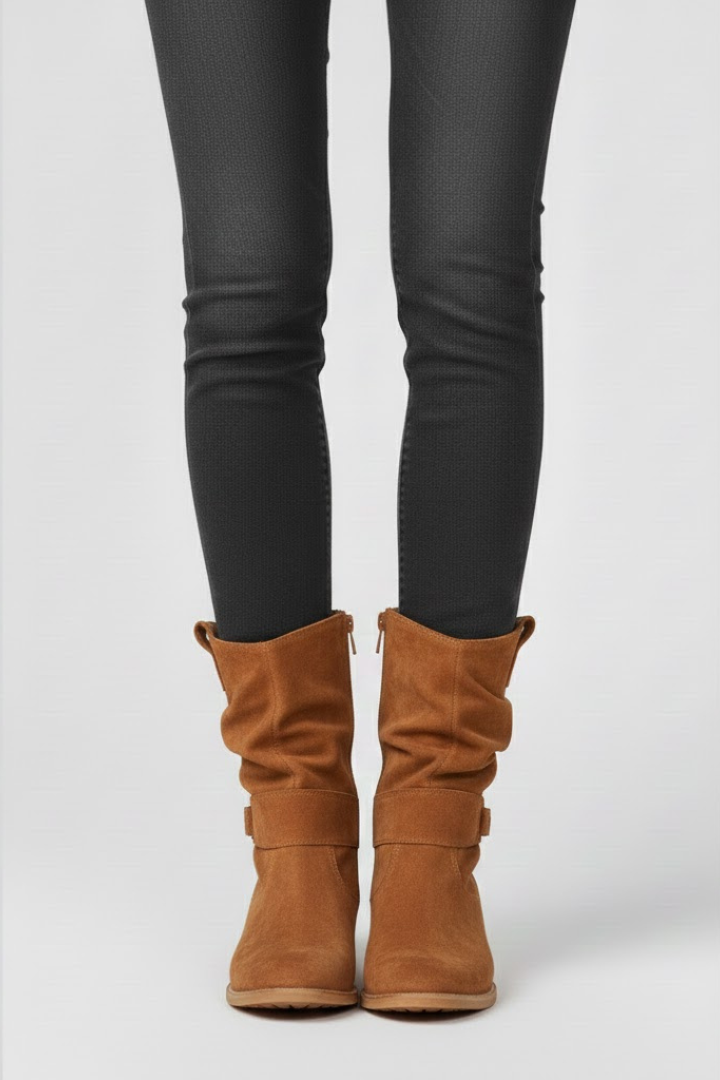Heidemarie | Wadenhoher Slouch-Stiefel in Cognac