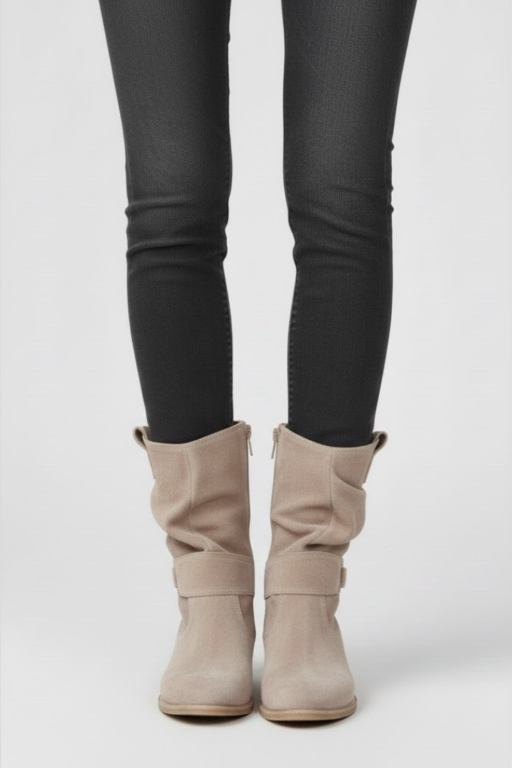 Heidemarie | Wadenhoher Slouch-Stiefel in Cognac
