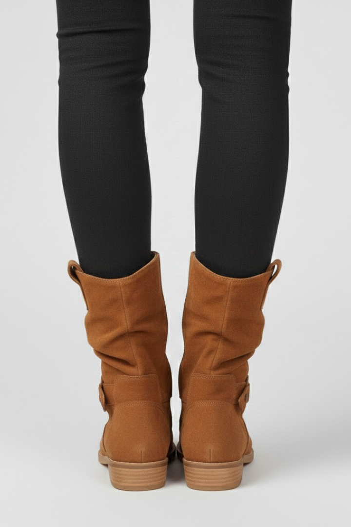 Heidemarie | Wadenhoher Slouch-Stiefel in Cognac