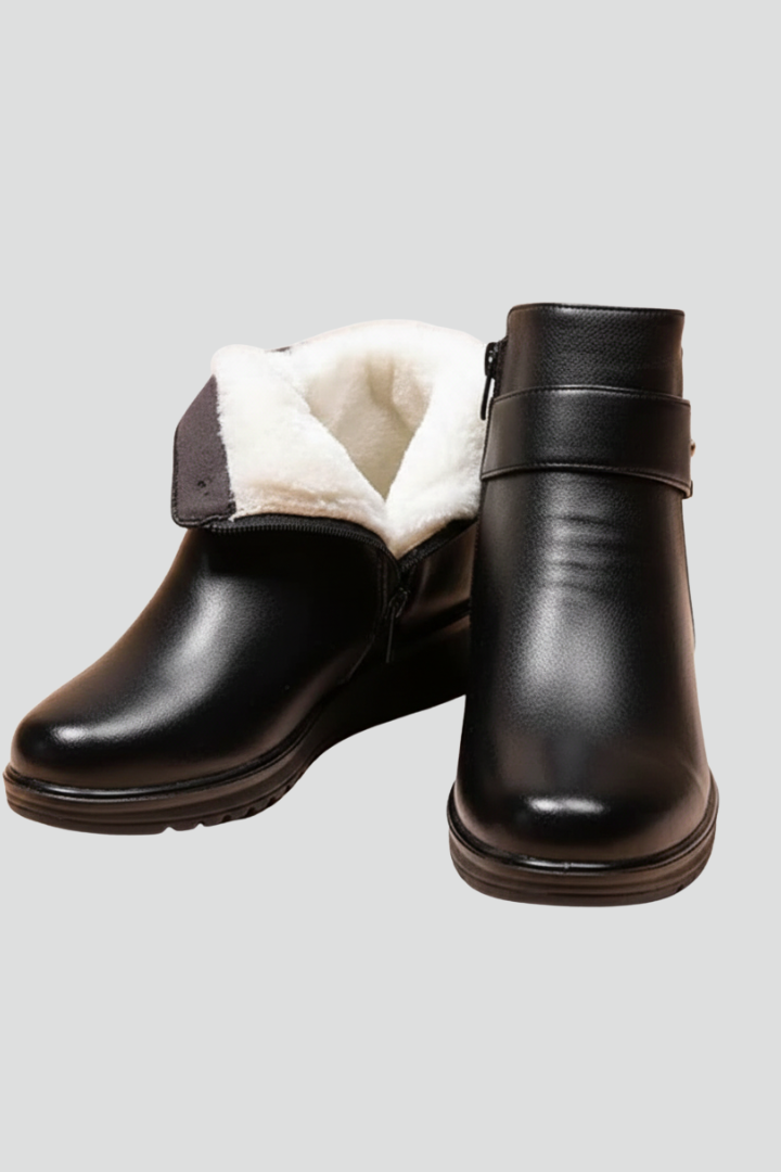 Holda | Gefütterte Stiefelette mit Fellkragen