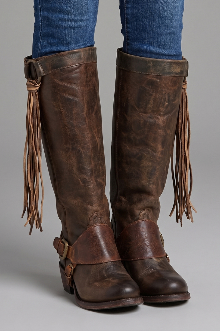 Hanne | Kniehoher Stiefel mit Fransen