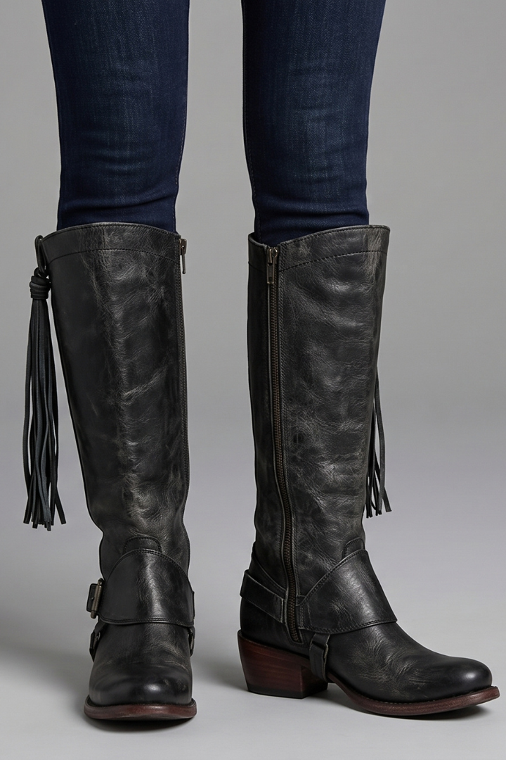 Hanne | Kniehoher Stiefel mit Fransen