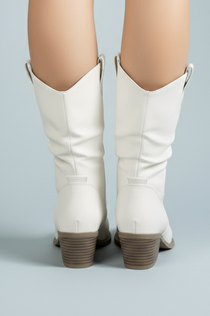 Gertraude | Wadenhoher Westernstiefel in Weiß