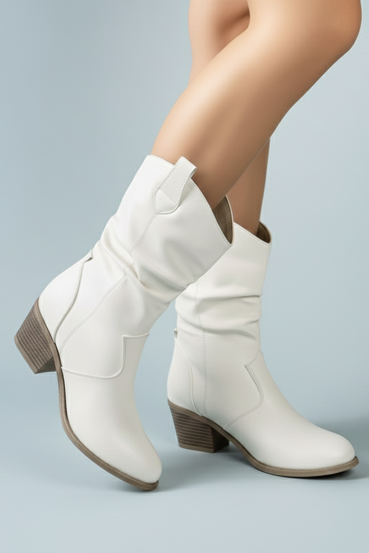 Gertraude | Wadenhoher Westernstiefel in Weiß