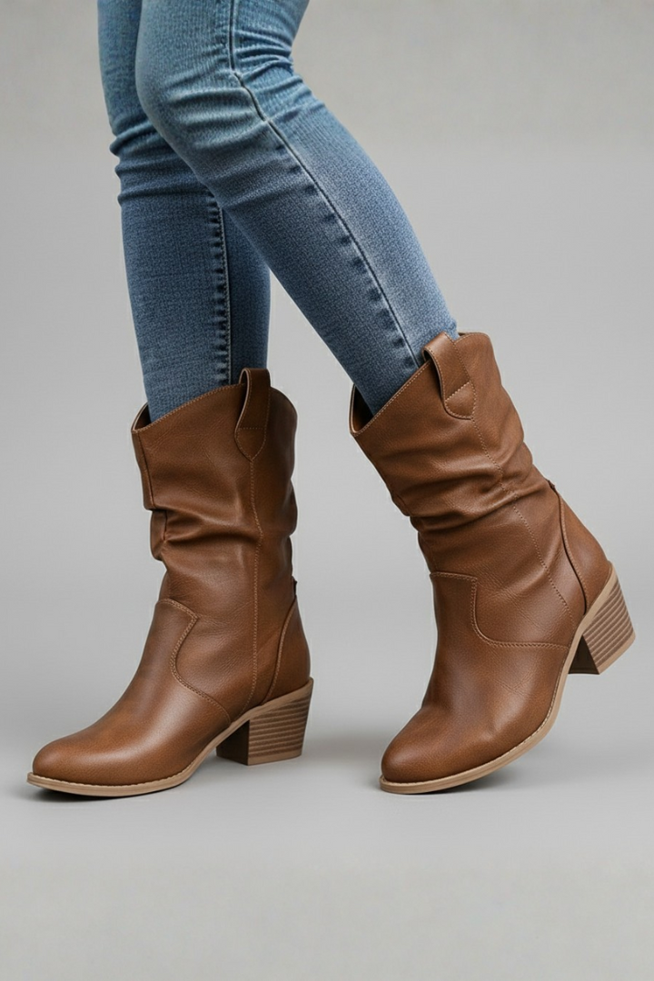 Gertraude | Wadenhoher Westernstiefel in Weiß