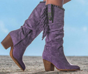 Bernadette | Wadenhoher Stiefel mit Fransen