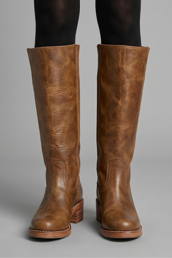 Isolde | Wadenhoher Stiefel mit glattem Schaft