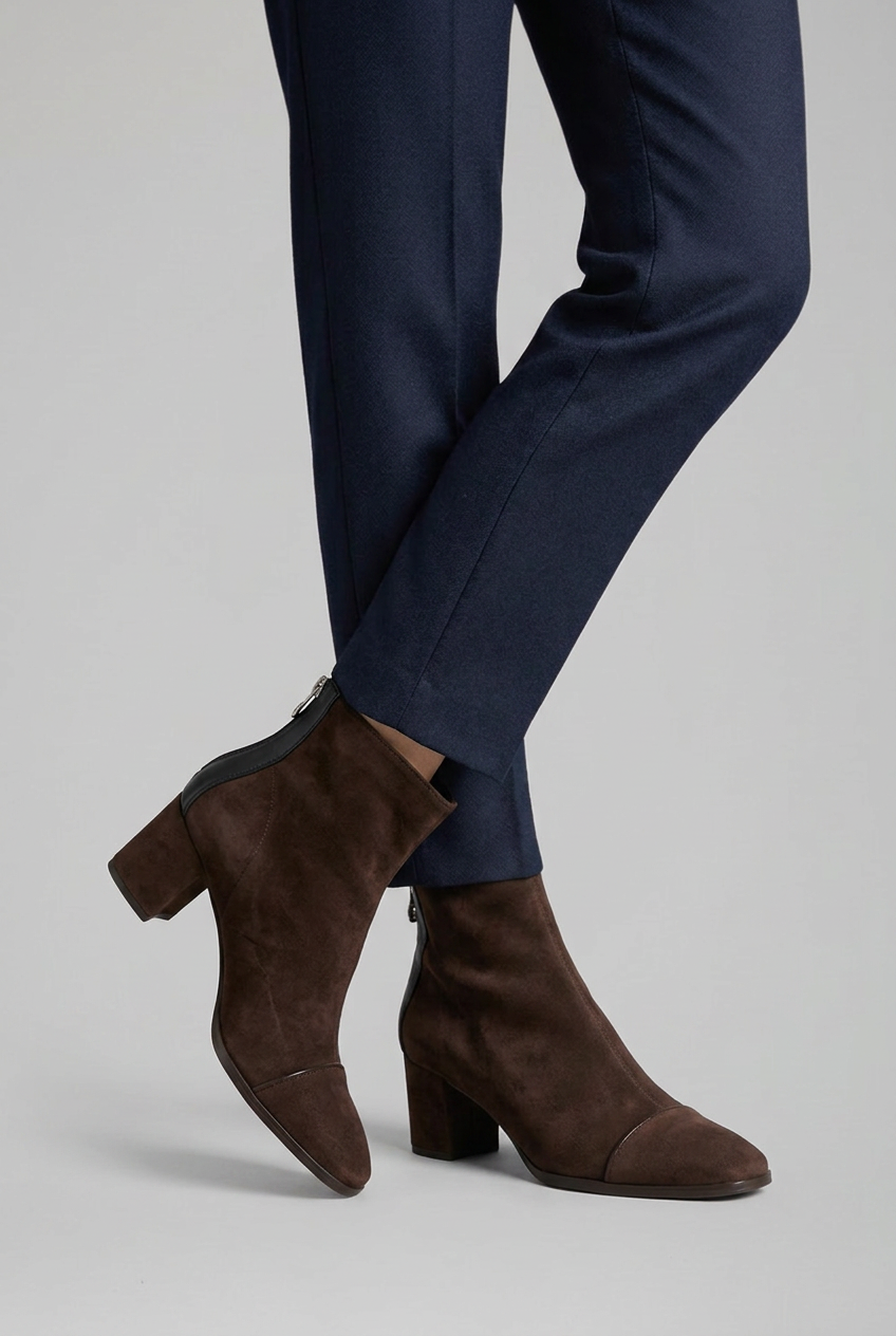 Dorle | Stiefelette in Dunkelbraun mit Blockabsatz
