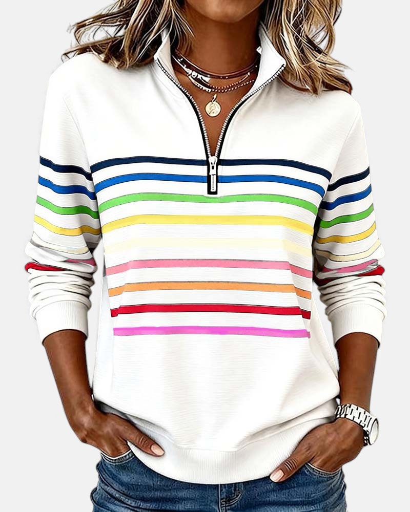 Wren | Sweatshirt mit Reißverschluss und Streifen
