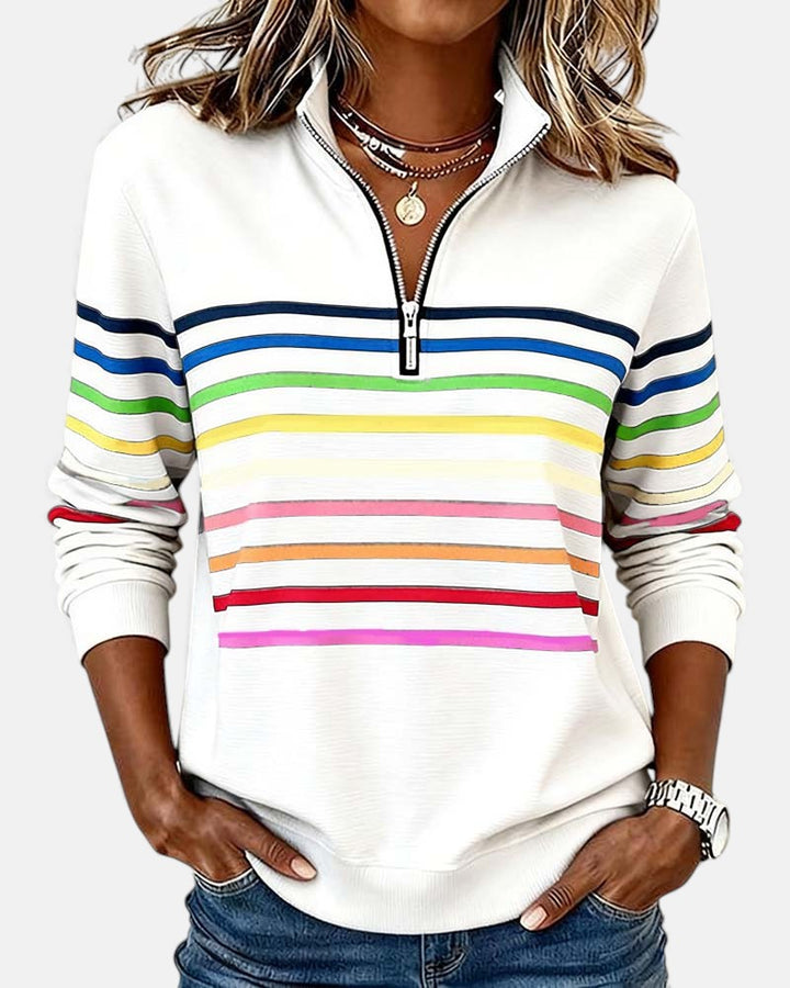 Wren | Sweatshirt mit Reißverschluss und Streifen