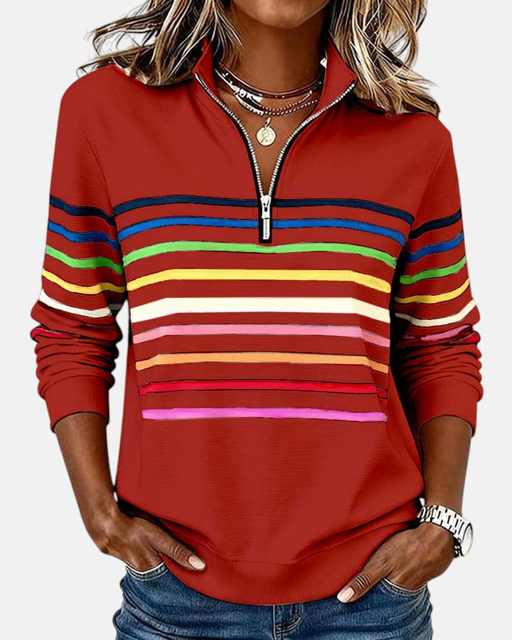 Wren | Sweatshirt mit Reißverschluss und Streifen