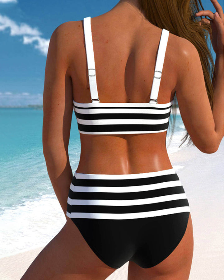 Gestreifter Bikini mit hoher Taille von Hanna Hamburg