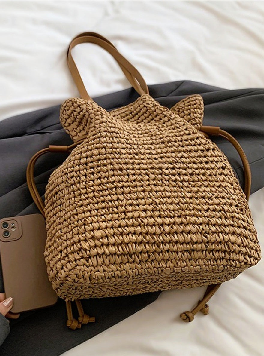 Wiltrud, Beuteltasche aus Strohgeflecht, von Hanna Hamburg