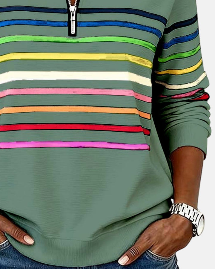 Wren | Sweatshirt mit Reißverschluss und Streifen