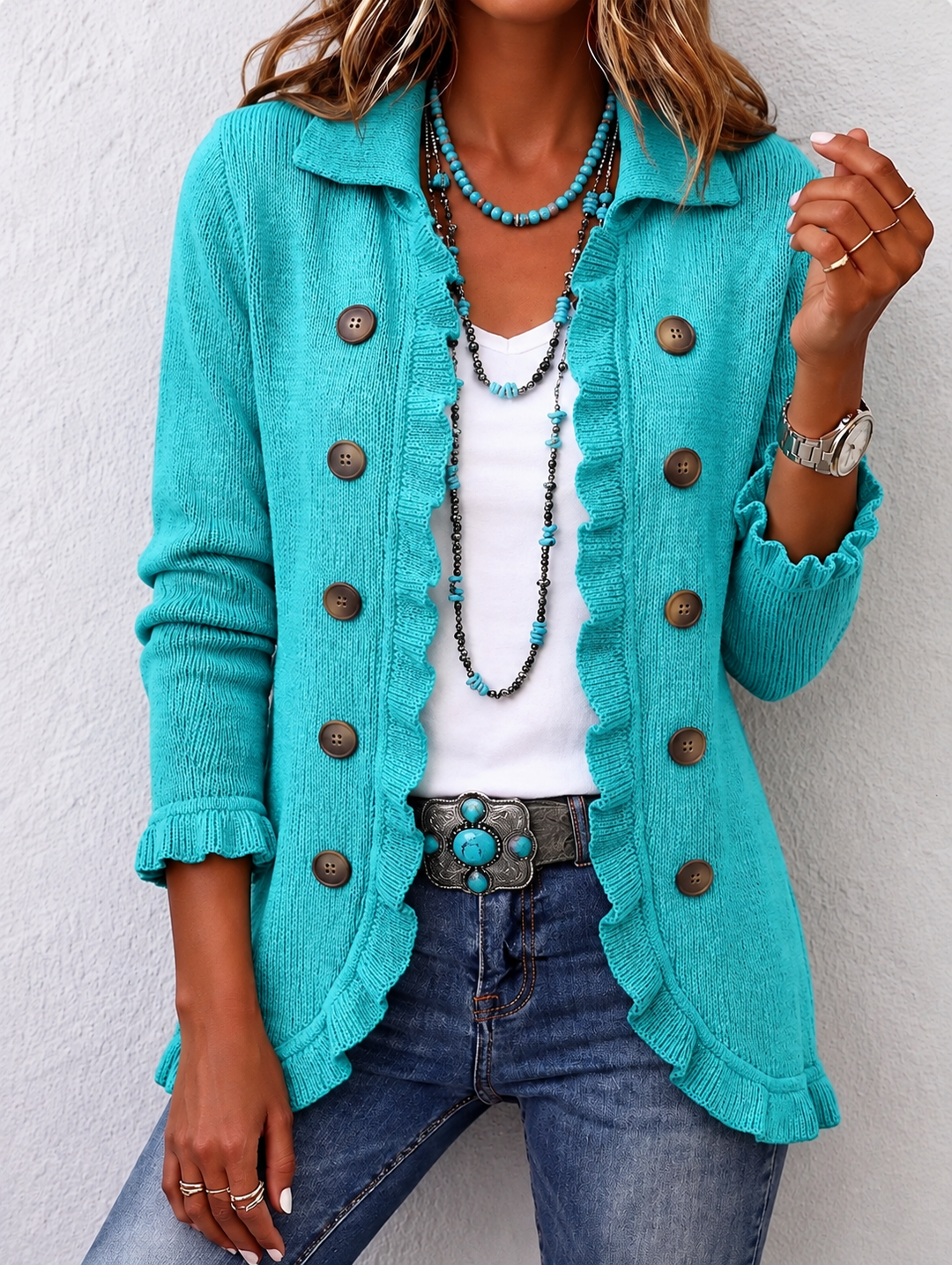 Waltraut | Strickjacke in Türkis