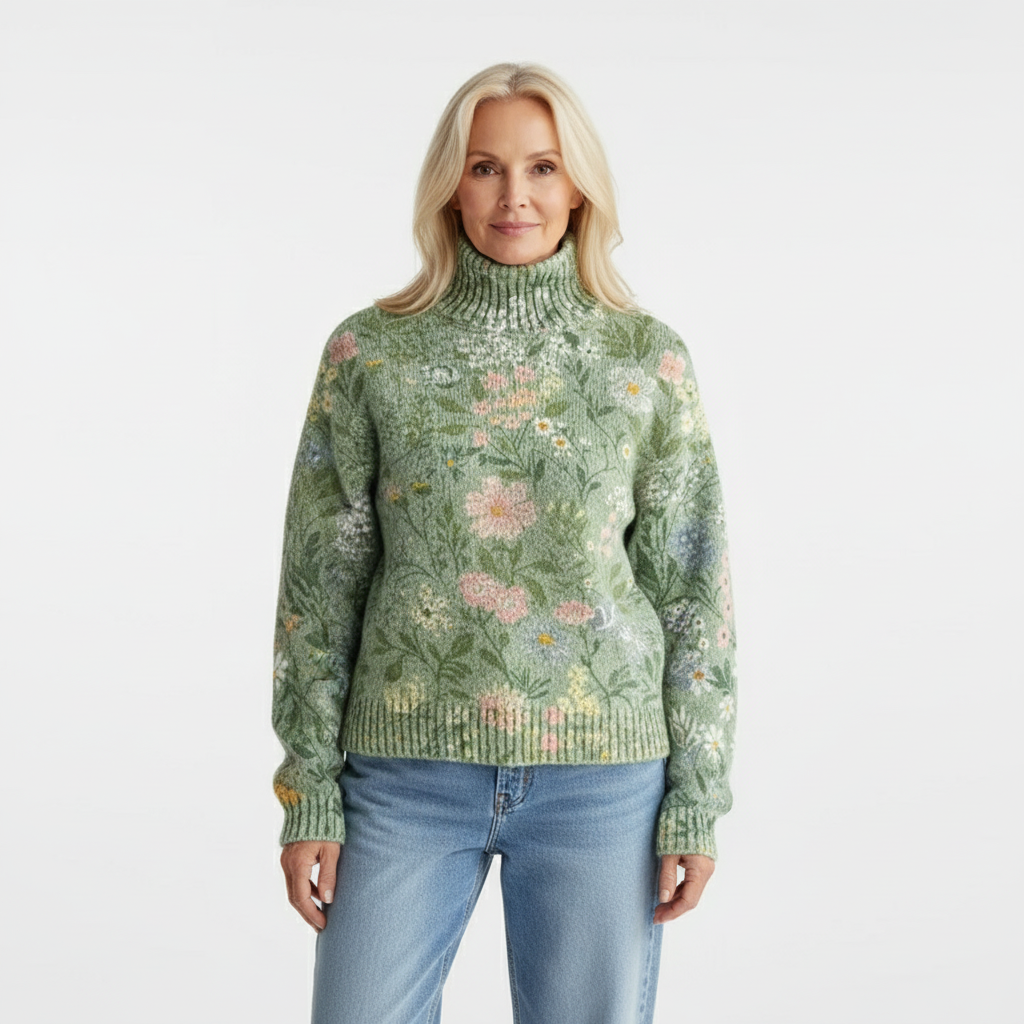 Jessie | Rollkragenpullover mit Blumenmuster von Hanna Hamburg, Pullover für Damen