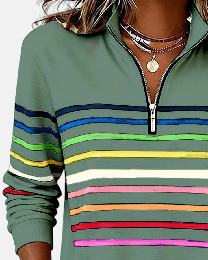 Wren | Sweatshirt mit Reißverschluss und Streifen