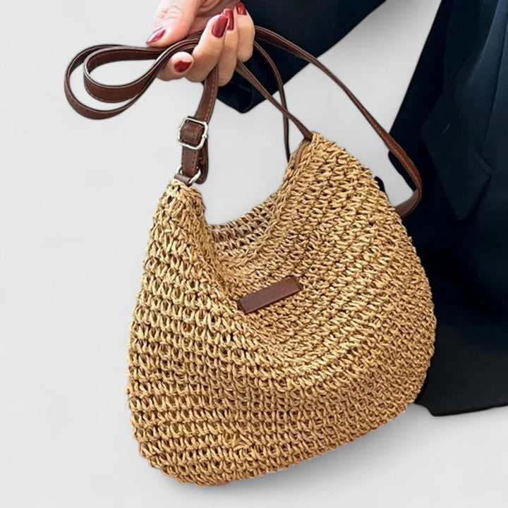 Malwine, gewebte Schultertasche in Khaki, von Hanna Hamburg