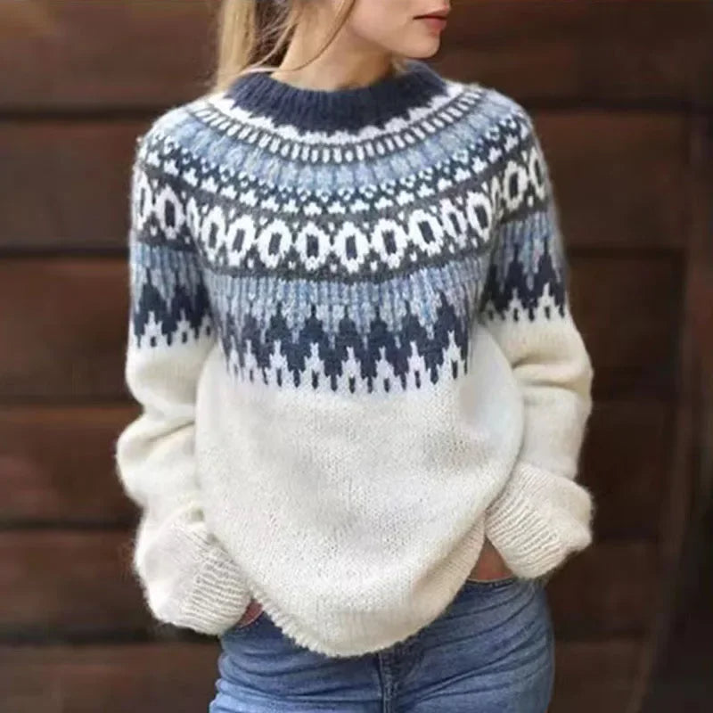 Maecey | Islandpullover in Creme und Marine