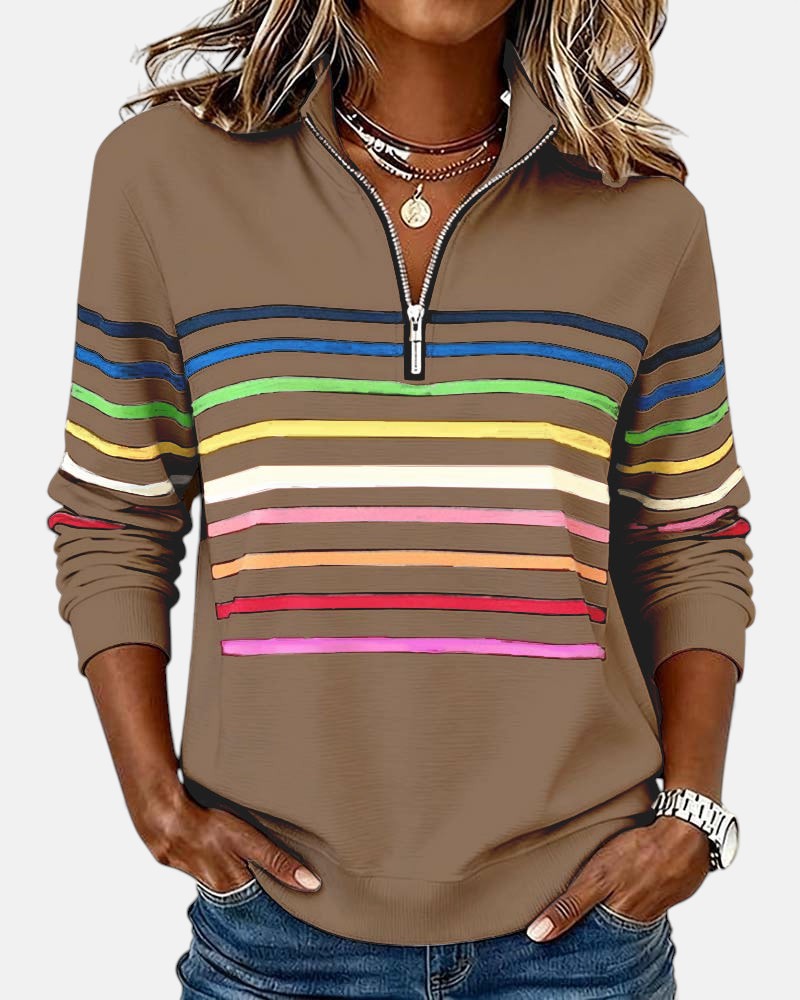 Wren | Sweatshirt mit Reißverschluss und Streifen